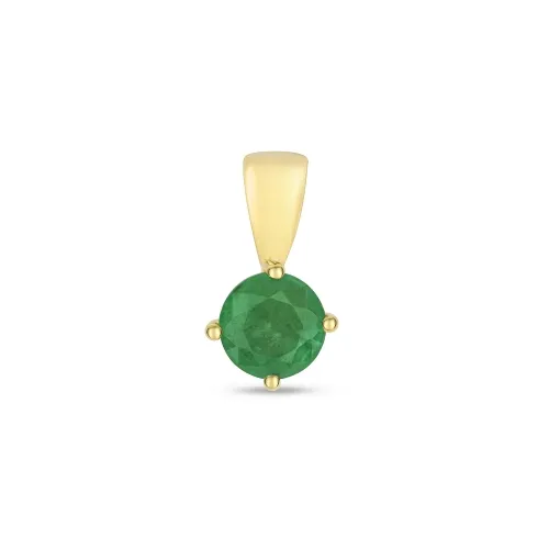 5mm Round Emerald Claw Set Pendant 9ct Gold